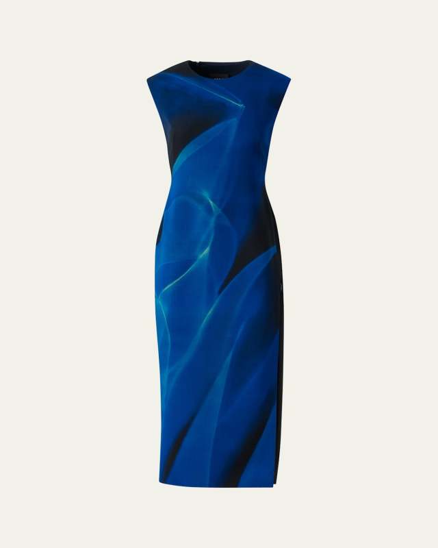 Printed Double-Face Wool Midi Dress